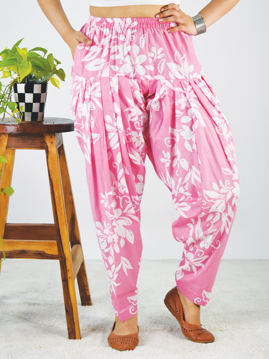 Printed Cotton Salwar - BabyPinkFlora