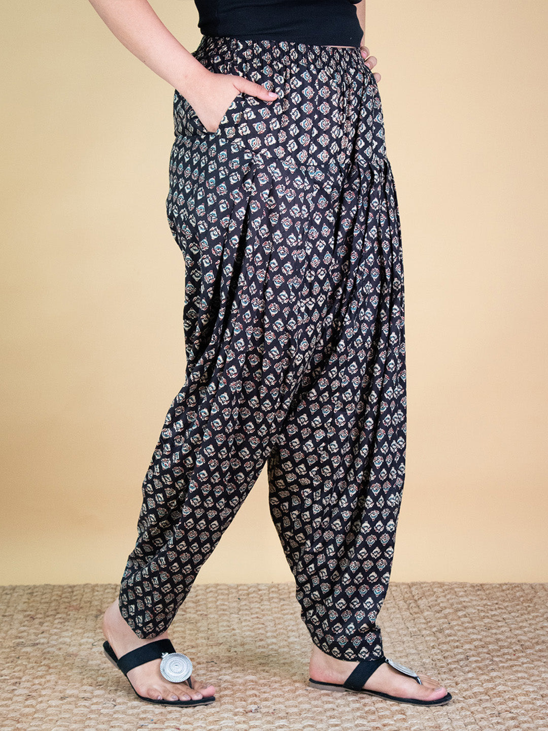 Printed Cotton Salwar - BlackButti