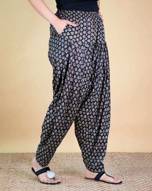 Printed Cotton Salwar - BlackButti