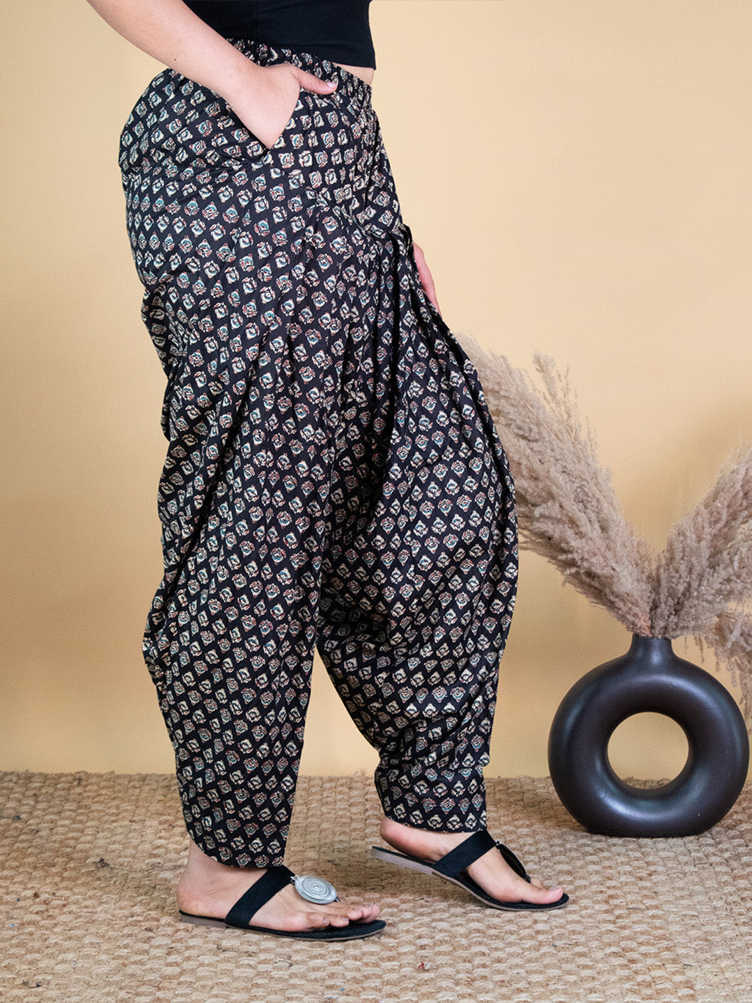 Printed Cotton Salwar - BlackButti
