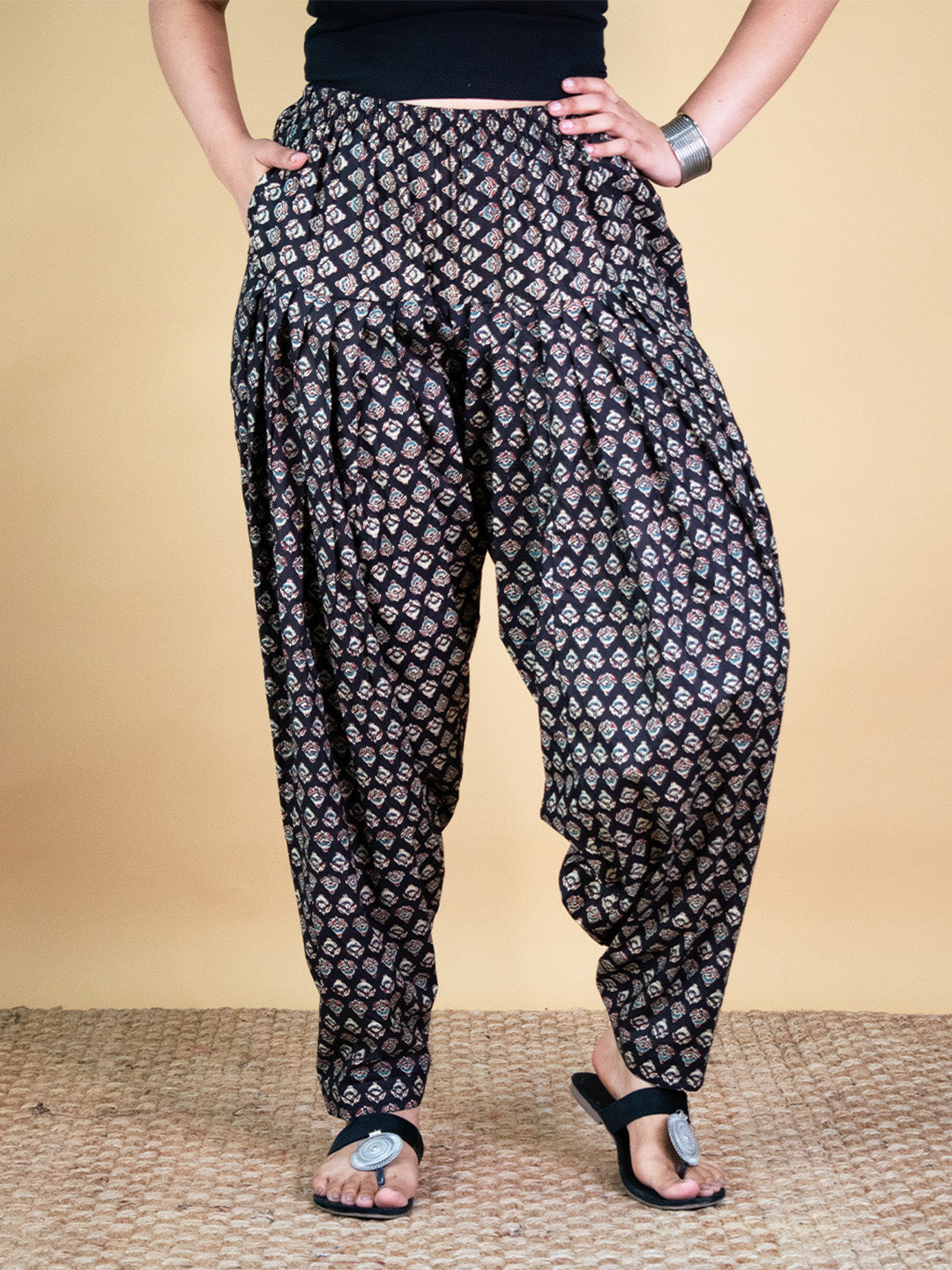 Printed Cotton Salwar - BlackButti