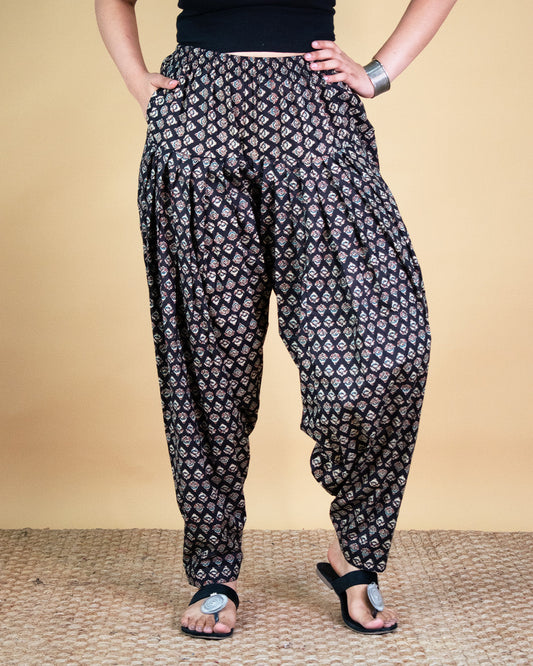 Printed Cotton Salwar - BlackButti