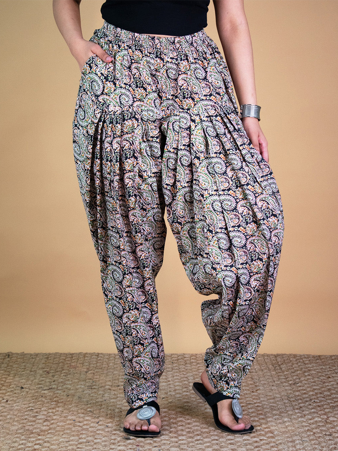 Printed Cotton Salwar - BlackPaisley