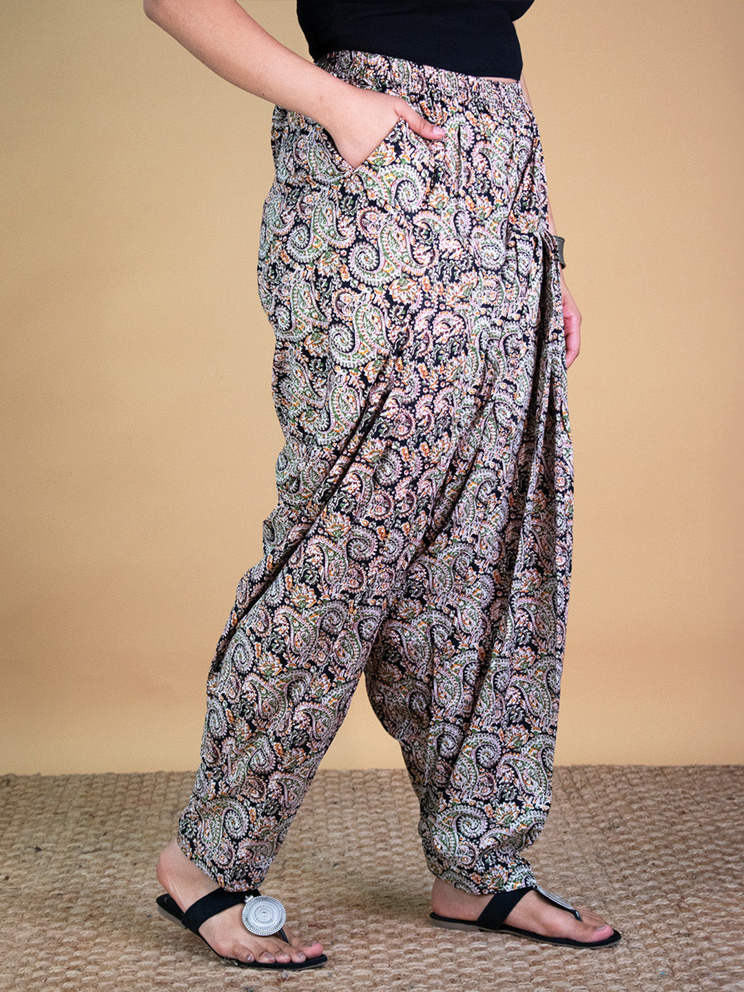 Printed Cotton Salwar - BlackPaisley