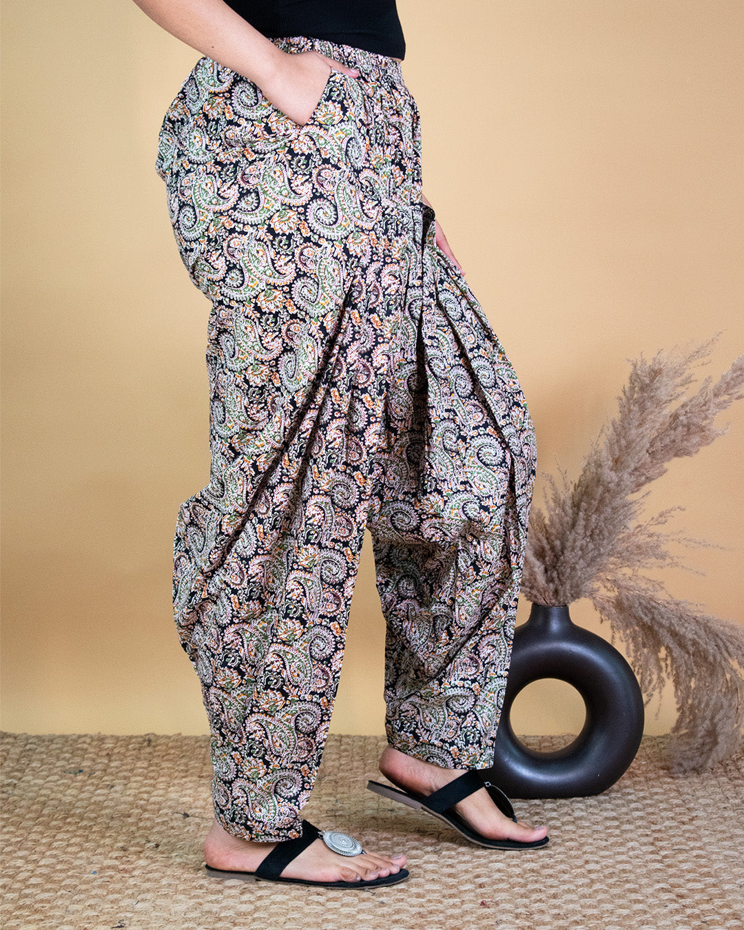 Printed Cotton Salwar - BlackPaisley