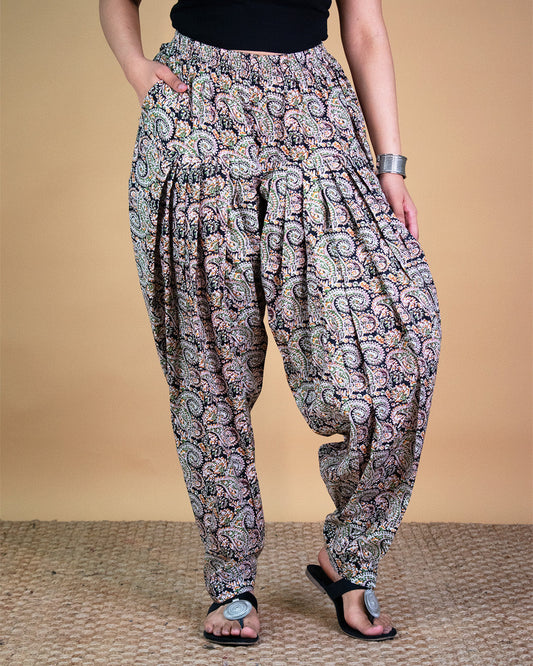 Printed Cotton Salwar - BlackPaisley