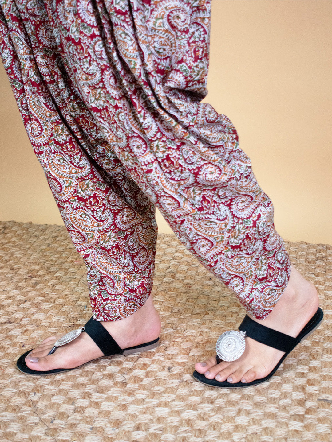 Printed Cotton Salwar - MaroonPaisley