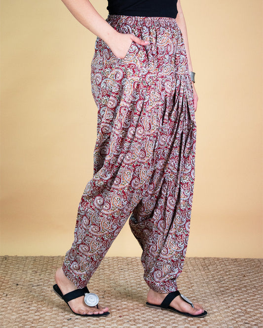 Printed Cotton Salwar - MaroonPaisley
