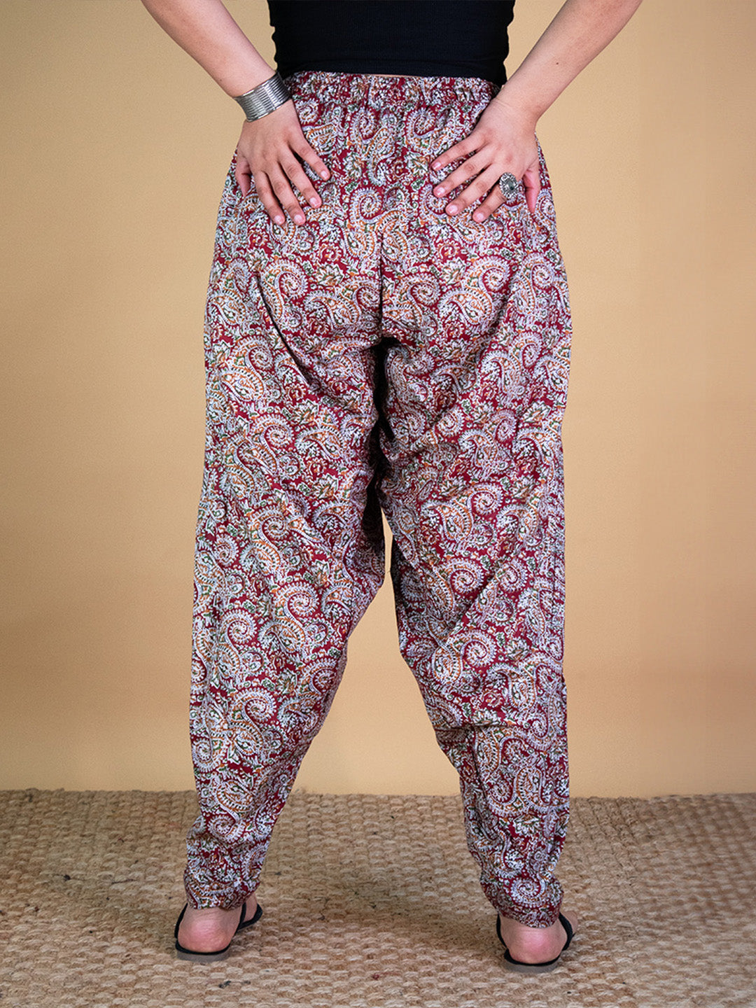 Printed Cotton Salwar - MaroonPaisley