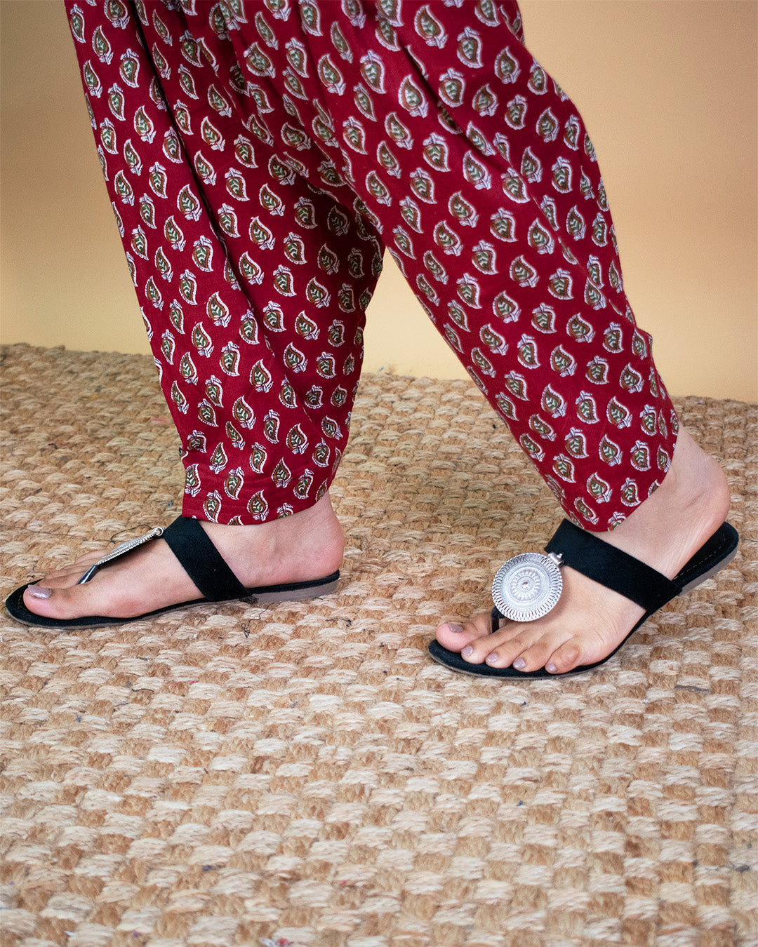 Printed Cotton Salwar - MaroonPankh