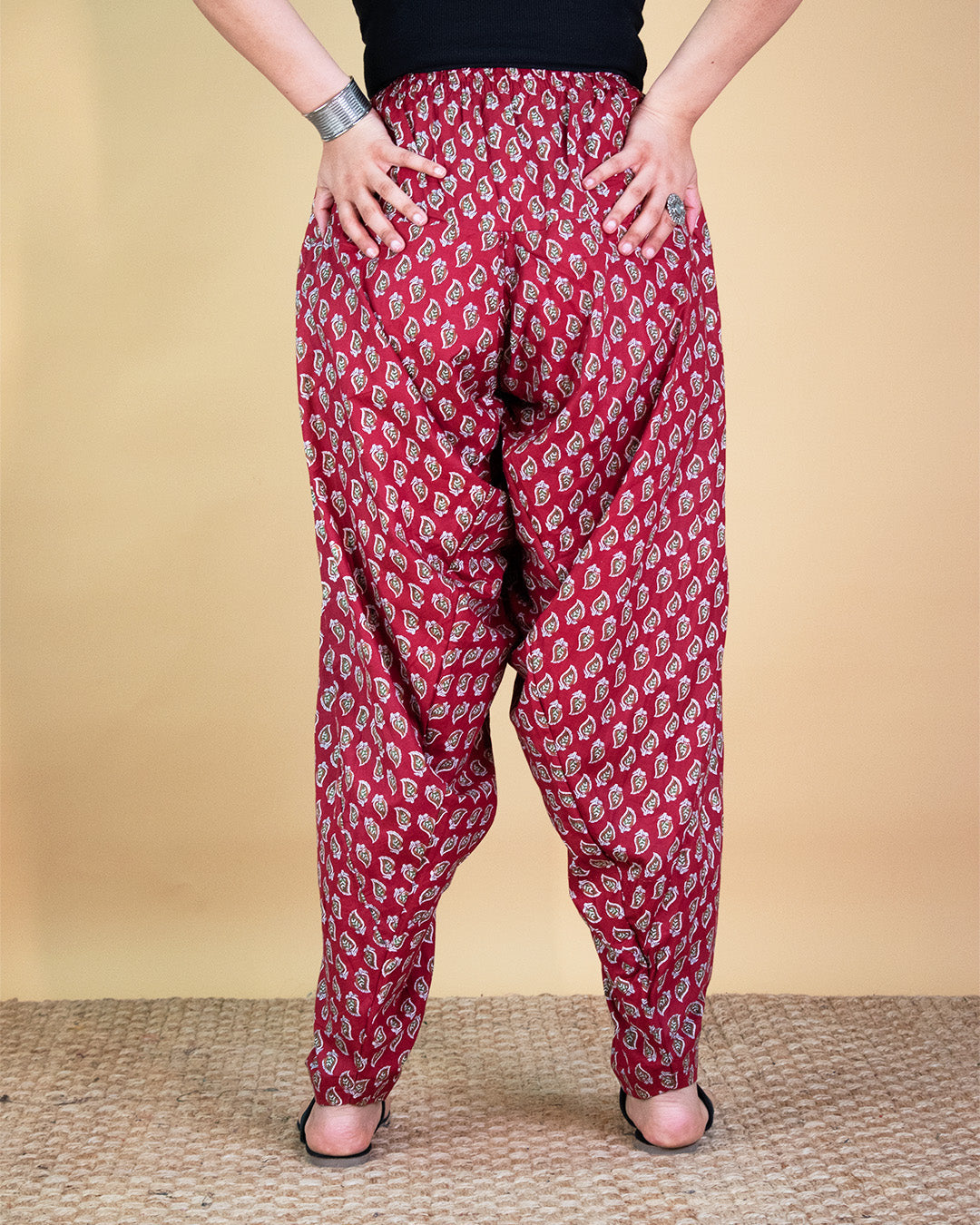 Printed Cotton Salwar - MaroonPankh