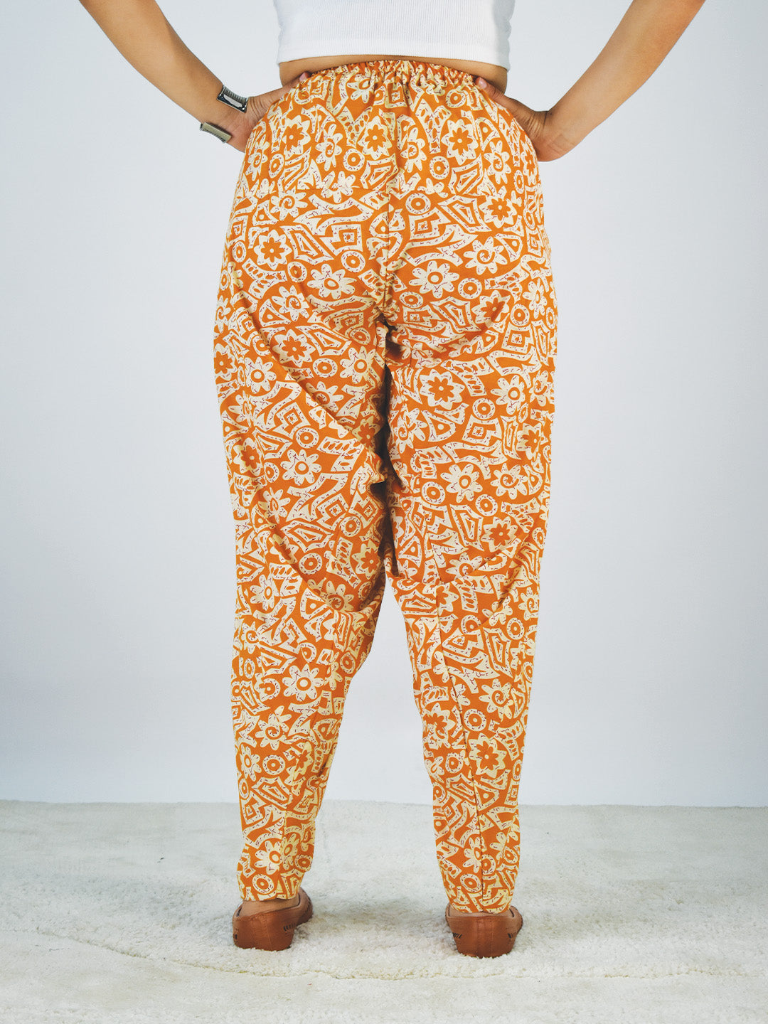 Printed Cotton Salwar - MustardAzure