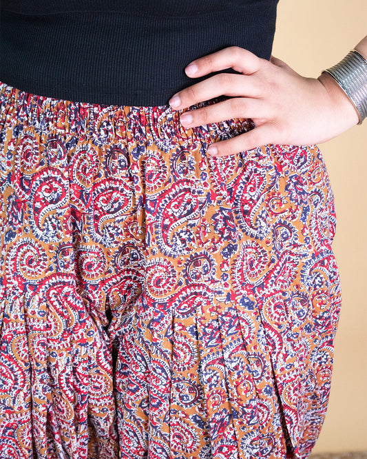 Printed Cotton Salwar - MustardPaisley