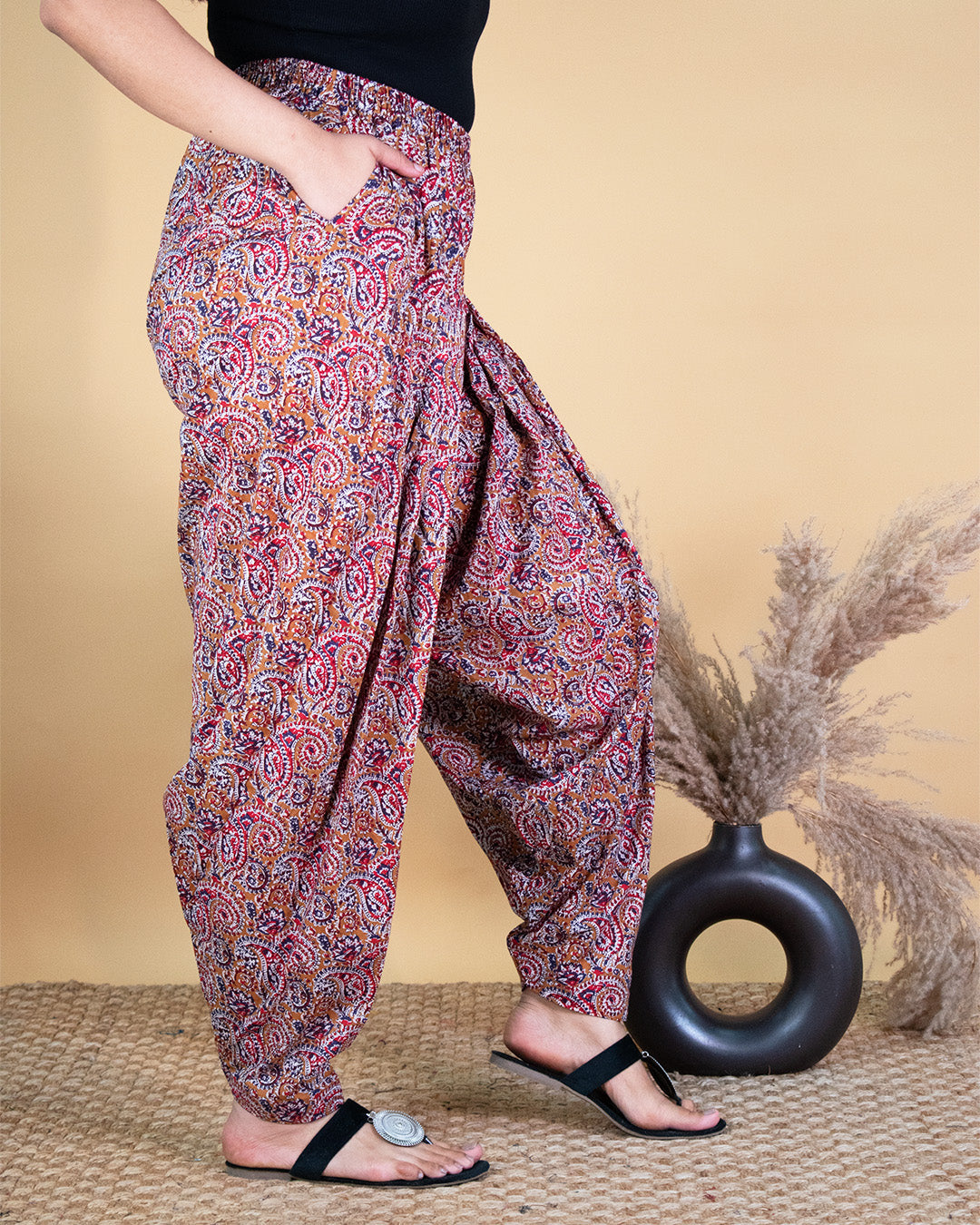 Printed Cotton Salwar - MustardPaisley
