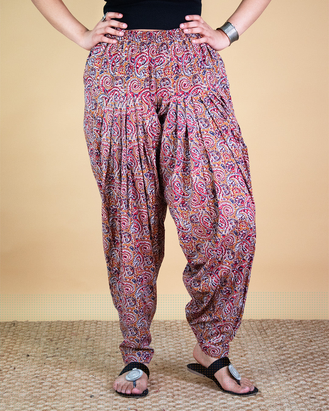 Printed Cotton Salwar - MustardPaisley