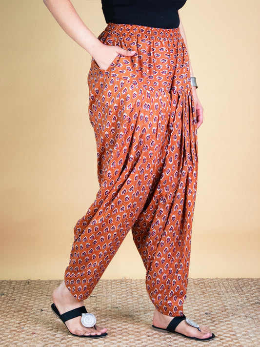 Printed Cotton Salwar - OrangePankh