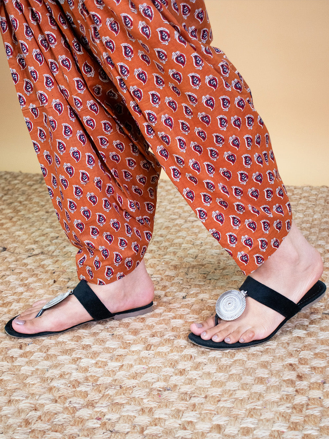 Printed Cotton Salwar - OrangePankh