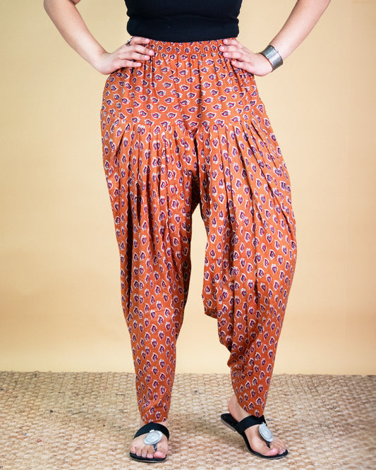 Printed Cotton Salwar - OrangePankh