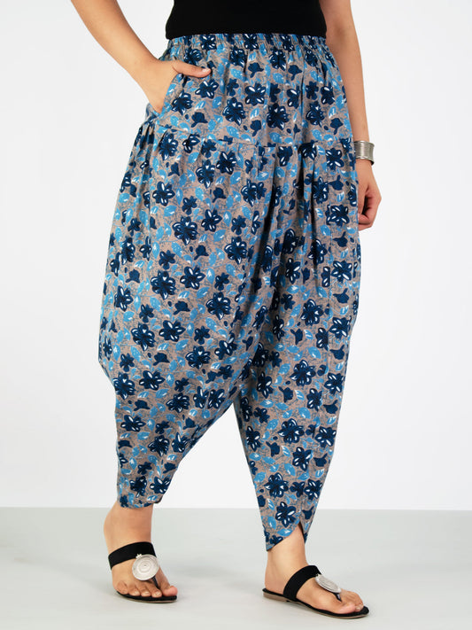 Printed Cotton Tulip Salwar - BluePhoolkari