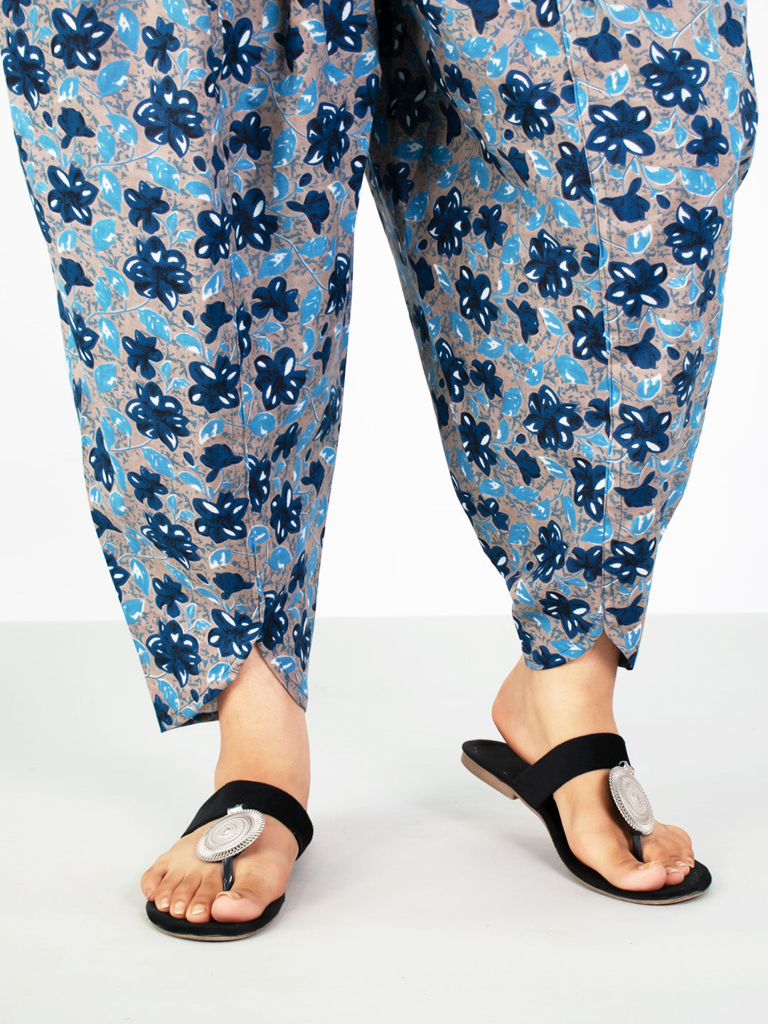 Printed Cotton Tulip Salwar - BluePhoolkari