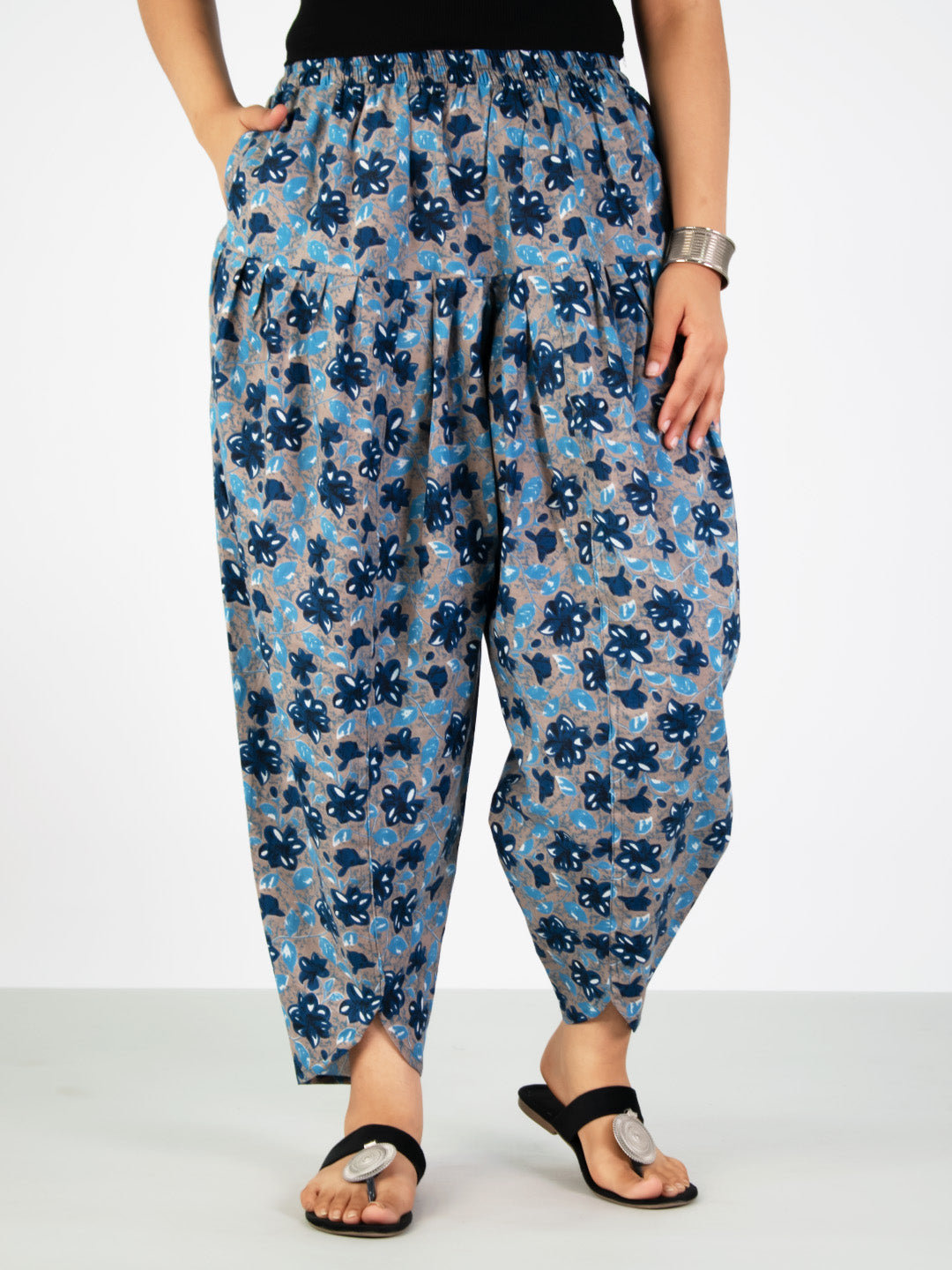 Printed Cotton Tulip Salwar - BluePhoolkari