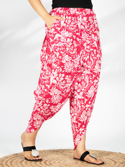 Printed Cotton Tulip Salwar - FuschiaLush