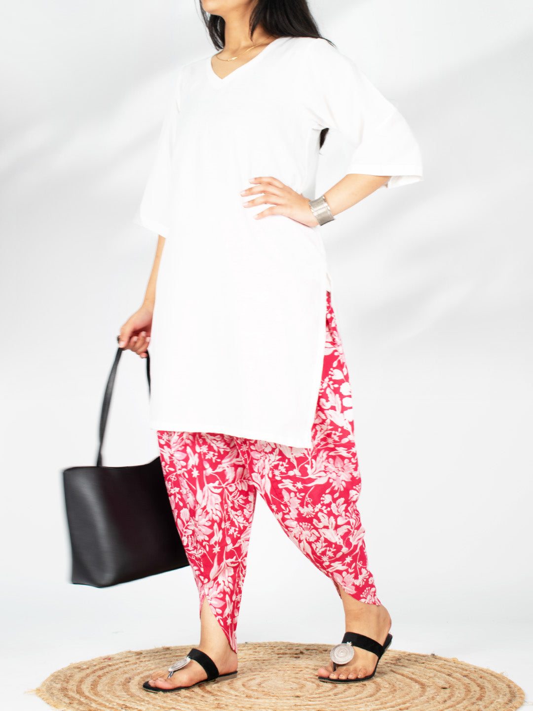 Printed Cotton Tulip Salwar - FuschiaLush