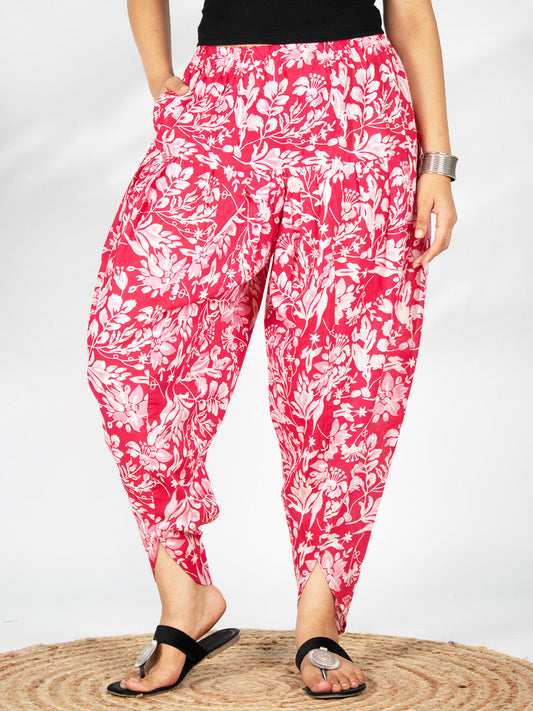 Printed Cotton Tulip Salwar - FuschiaLush