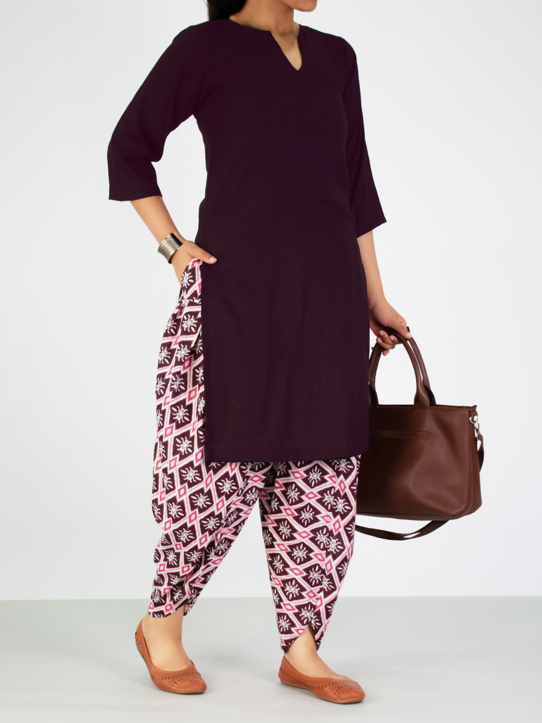 Printed Cotton Tulip Salwar - WineStencil
