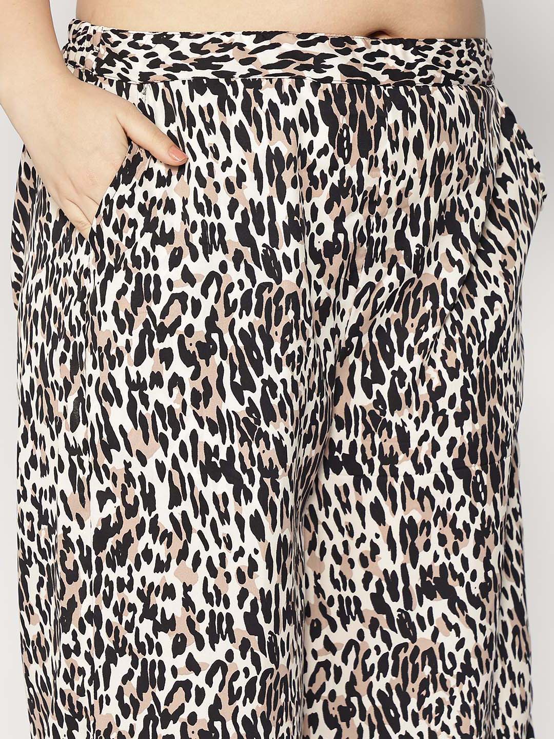 Printed Palazzo Pants - Cheetah