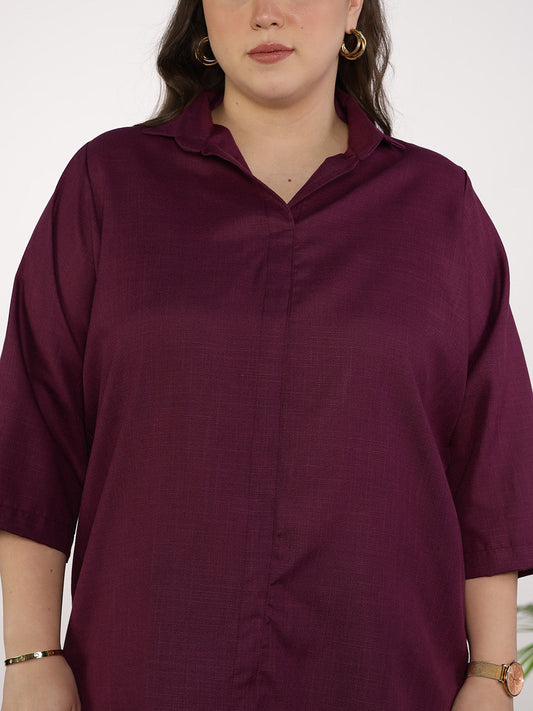 Purple CottonSlub ShirtTop