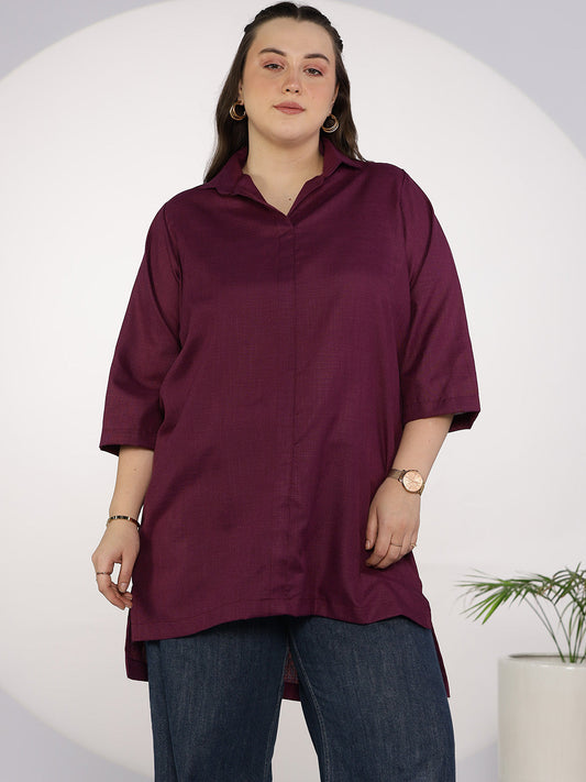 Purple CottonSlub ShirtTop