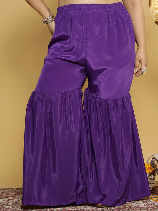 Purple Crepe Silk Sharara