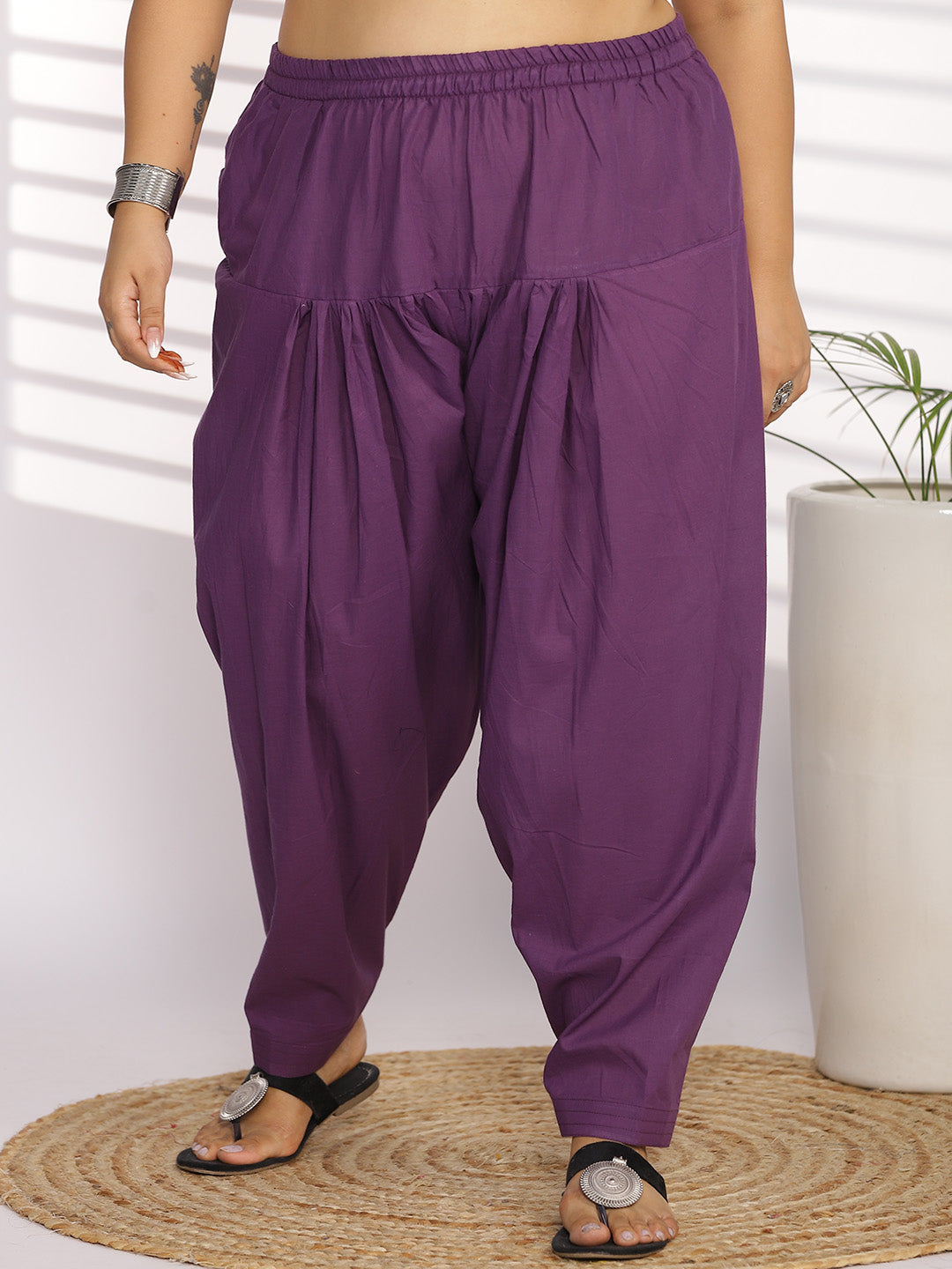 Purple Cotton Straight Salwar