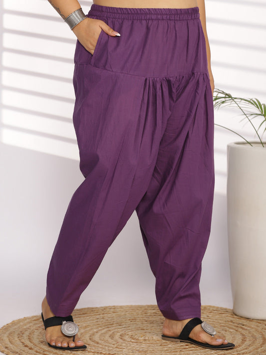 Purple Cotton Straight Salwar