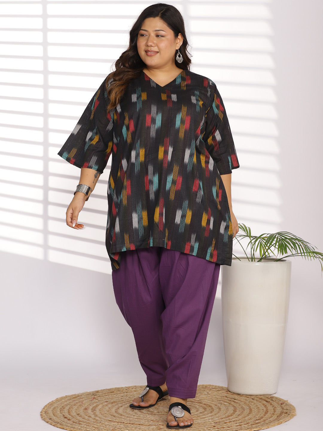 Purple Cotton Straight Salwar