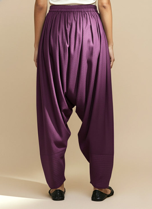 Purple Cotton Loose Fit Farshi Salwar