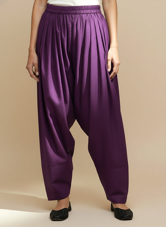 Purple Cotton Loose Fit Farshi Salwar
