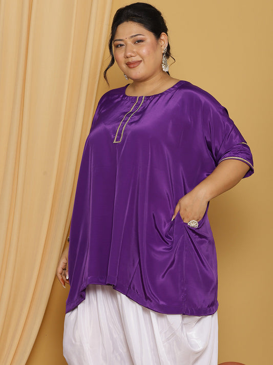 Purple Crepe Silk Tunic