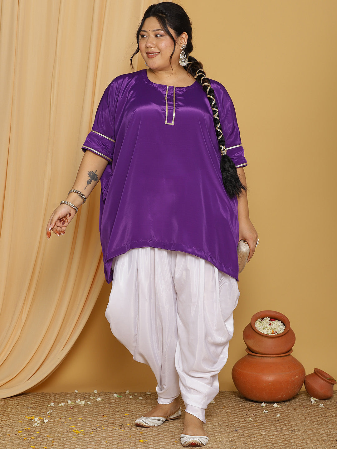 Purple Crepe Silk Tunic
