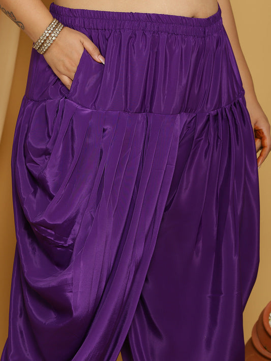 Purple Crepe Silk Dhoti