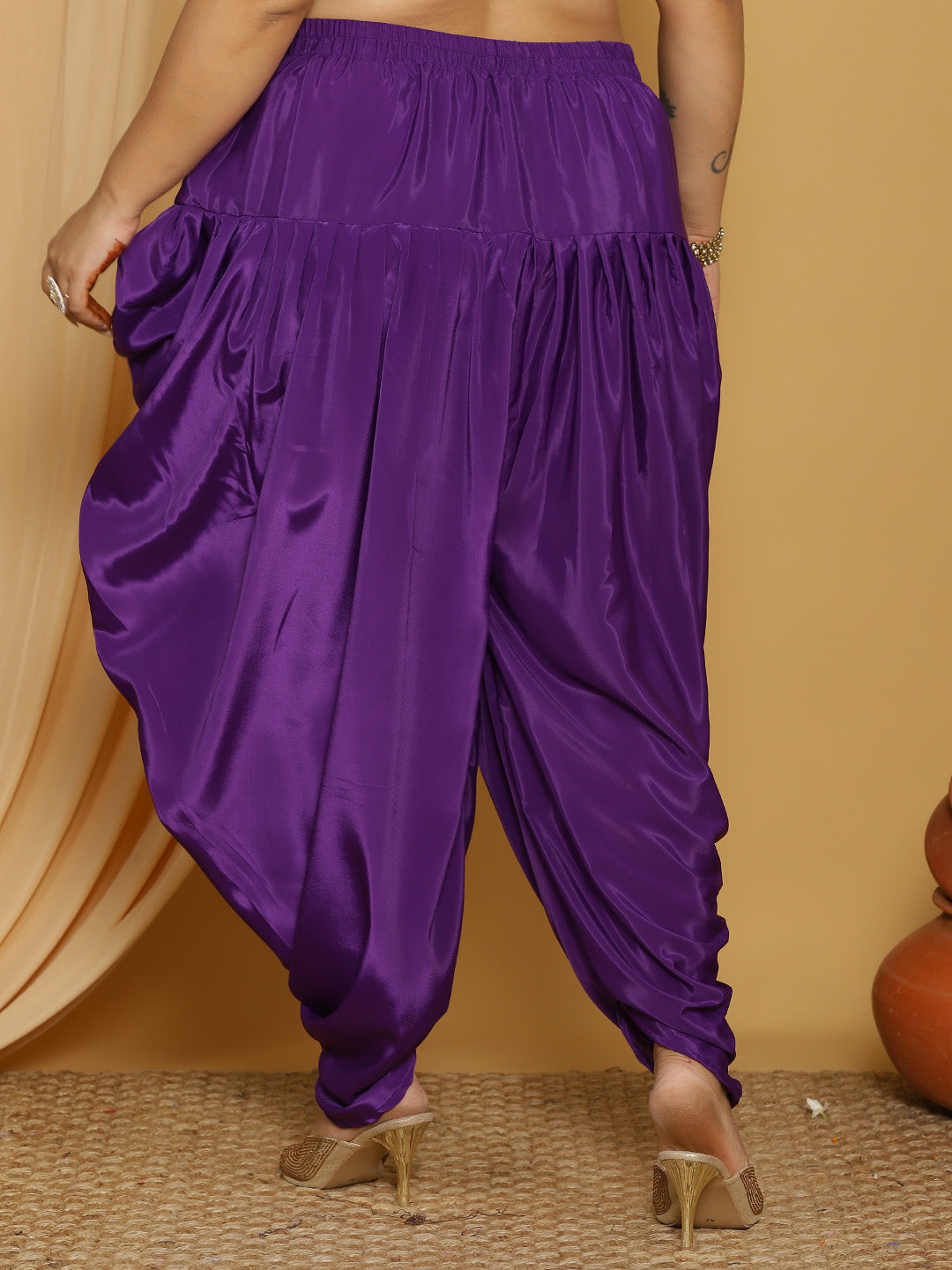 Purple Crepe Silk Dhoti