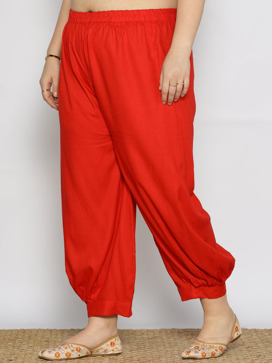 Red Rayon Afghani Salwar