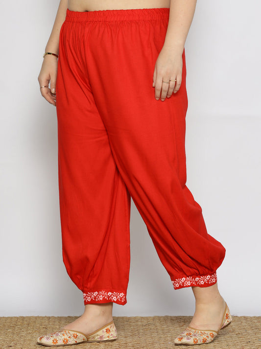 Red Rayon Afghani Salwar - Fuchsia