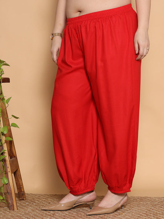 Red Rayon Balloon Salwar