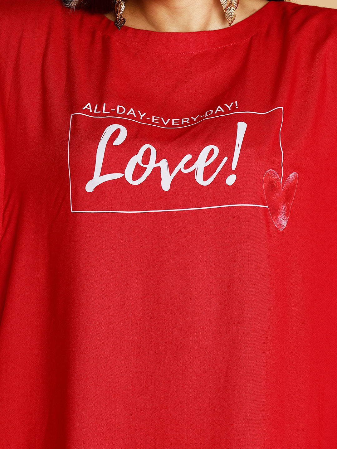 Red Rayon Kaftan - Love Everyday