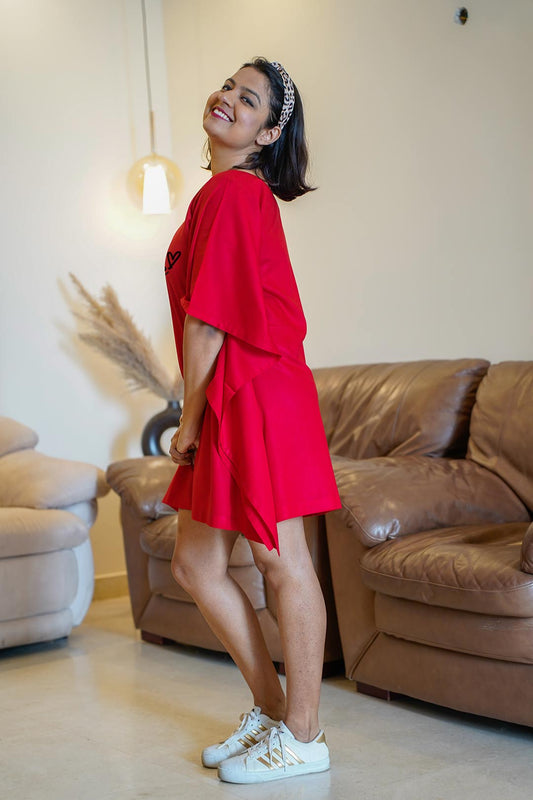 Red Rayon Kaftan - Love me more