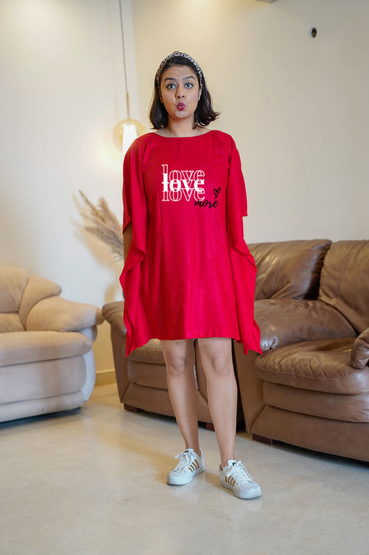 Red Rayon Kaftan - Love me more