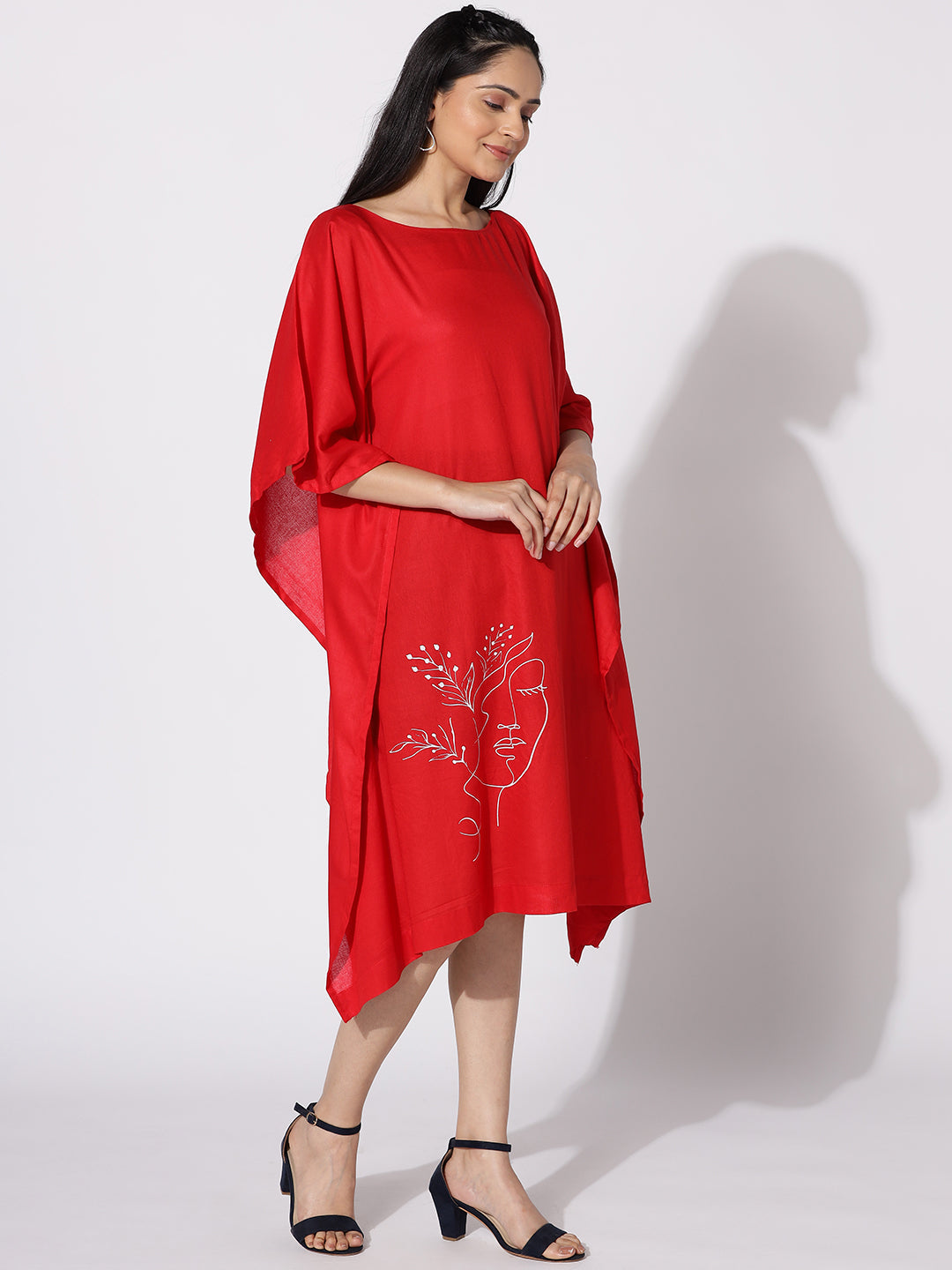 Red Rayon Long-Kaftan - Enigmatic