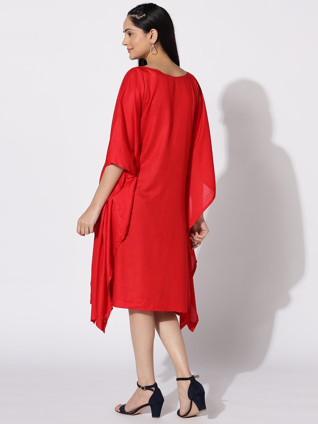 Red Rayon Long-Kaftan - Enigmatic